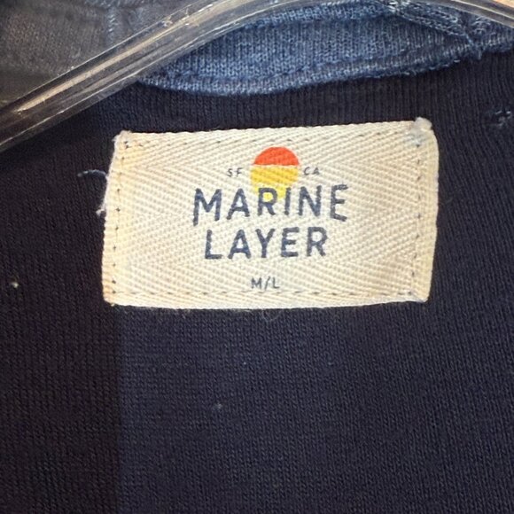 Marine Layer Hoodie Sweatshirt Blue White Cotton Blend Stripe Pullover M/L - Picture 8 of 11